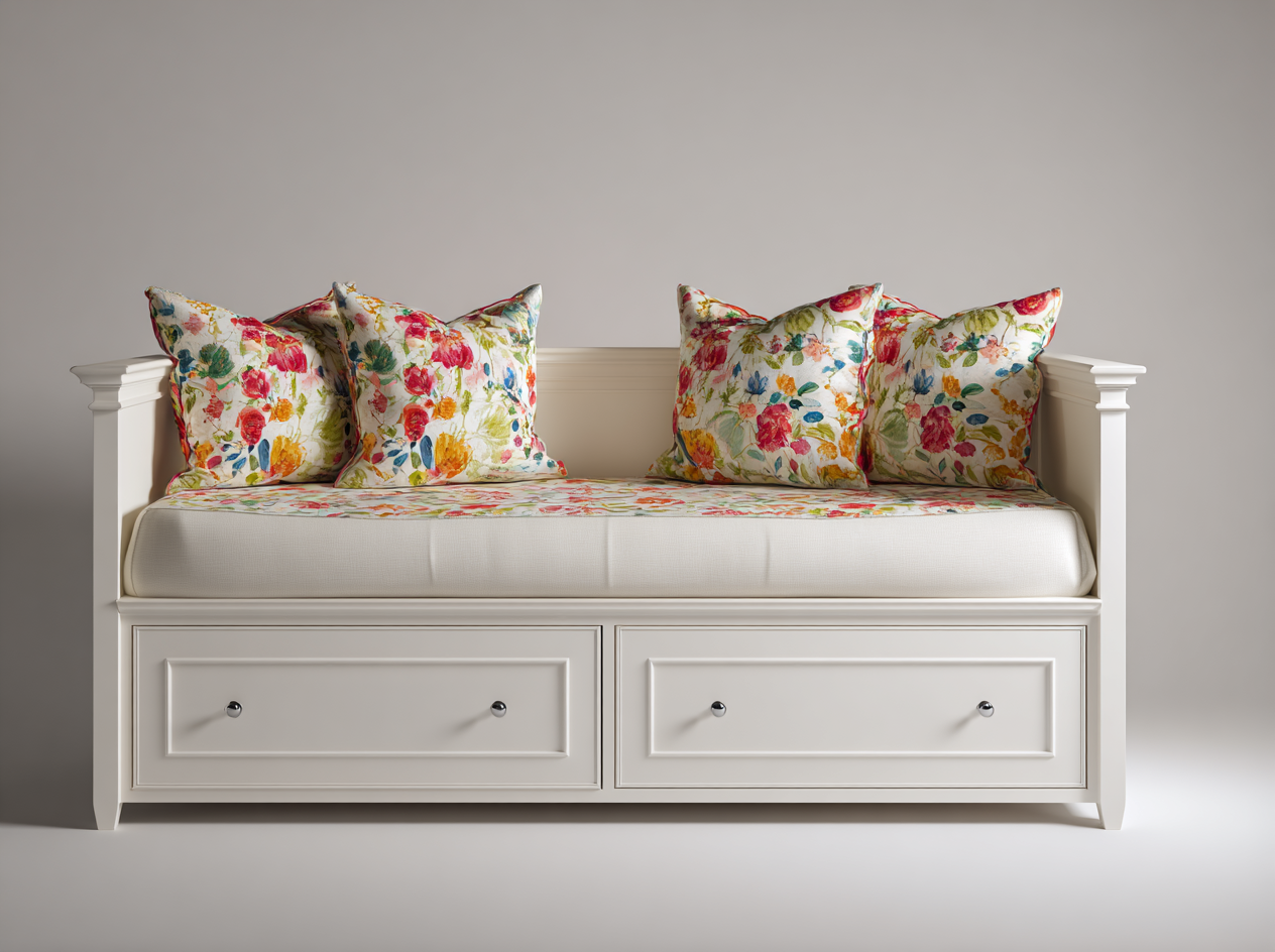Sofás cama madera MDF 200x90x85 cm - blanco - con 2 cajones diseño clásico para salón dormitorio