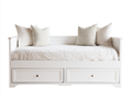 Sofás cama de madera manufacturada 200x92x85 cm - blanco y beige - diseño clásico con 2 cajones