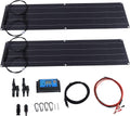 Pack de 2 paneles solares flexibles - 100 W con superficie PET monocristalina - Cable fotovoltaico y diseño ligero en color negro - Para caravana camping hogar y exterior