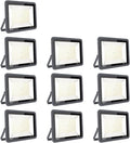 Pack de 10 focos LED exterior de 300 W - Flujo de 31000 lm y luz blanca fría de 6000 K - Haz de 120 grados con protección IP66 - Para jardín garaje fábrica y almacén