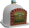 AzJardin horno de leña moruno de 100 cm - Ladrillo refractario y mortero con puerta de hierro zincado - Termómetro integrado y base reforzada - Para asados pizzas interior y exterior