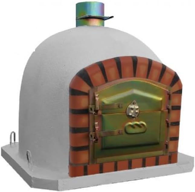 AzJardin horno de leña moruno de 100 cm - Ladrillo refractario y mortero con puerta de hierro zincado - Termómetro integrado y base reforzada - Para asados pizzas interior y exterior