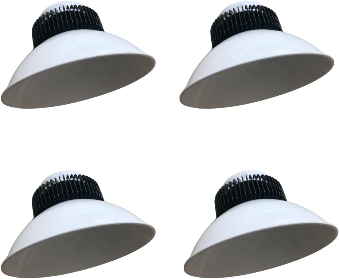 Jandei pack de 4 campanas LED industriales de 100 W - Flujo de 10000 lm y luz blanca fría de 6000 K - Aluminio SMD3030 con IP20 - Para taller almacén y comercio