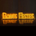 LightED cartel luminoso BONES FESTES - Formato rectangular de 39 x 100 cm por palabra - Estructura de hierro amarillo - Apto para exterior y montaje en puerta
