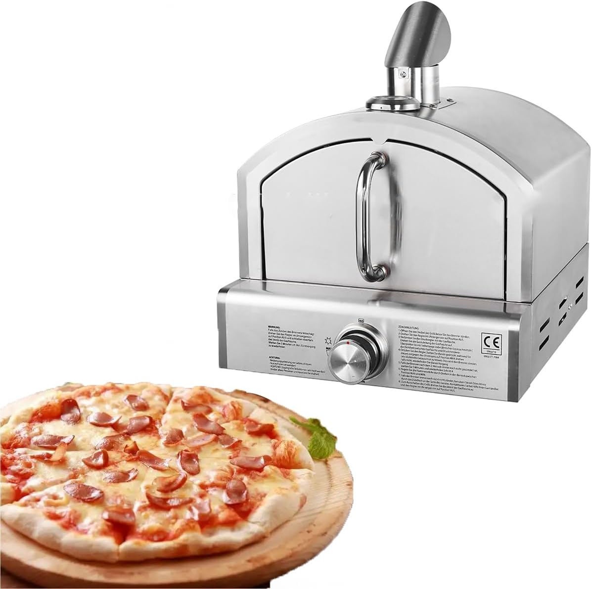 Horno de pizza portátil a gas de 12 pulgadas - Piedra para pizza y combustible propano - Válvula de control con calentamiento radiante - Para barbacoa ahumador y cocina exterior