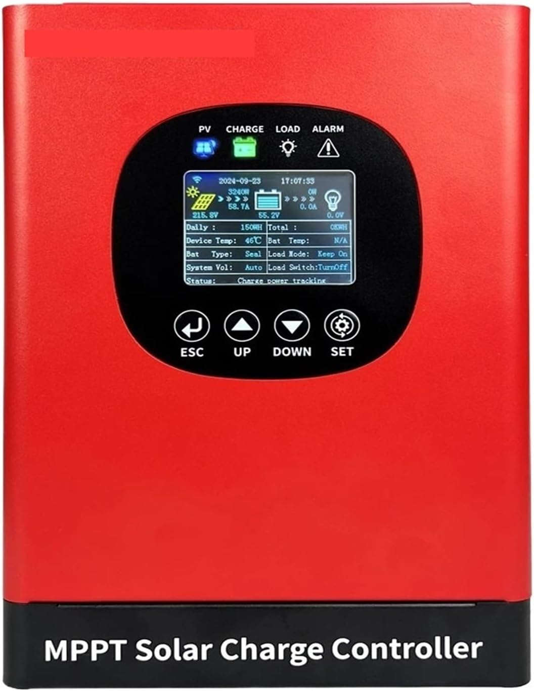 BAPPRJJ controlador solar MPPT - 60 A con pantalla LCD y regulación integrada - Compatible con sistemas de 12 V a 96 V y LiFePO4 - Entrada de hasta 230 V CC para carga solar