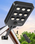 Gefolly G-9000W - Farola solar LED de 6500 K y 1000 lúmenes - Sensor de movimiento y mando a distancia con protección IP67 - Para jardín patio parcela y seguridad exterior