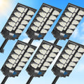 Viugreum pack de 6 farolas solares de 2000 W - Luz blanca fría de 6500 K - Sensor de movimiento con mando y protección IP65 - Para jardín patio porche y camino