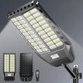 Farola solar exterior de 9000 W - Sensor de movimiento y mando a distancia - Aluminio negro con protección IP66 - Para carretera patio jardín y garaje