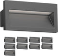 ledscom.de pack de 10 apliques empotrables NOLA - Downlight antracita de 140 x 70 mm - Luz blanca fría con protección IP54 - Para pared jardín interior y exterior