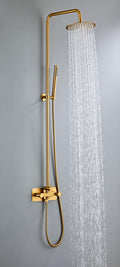 AIYA Bath columna de ducha exterior - Termostato para agua caliente y fría - Ducha de lluvia de 200 mm con función antical - Acero inoxidable para jardín piscina y terraza
