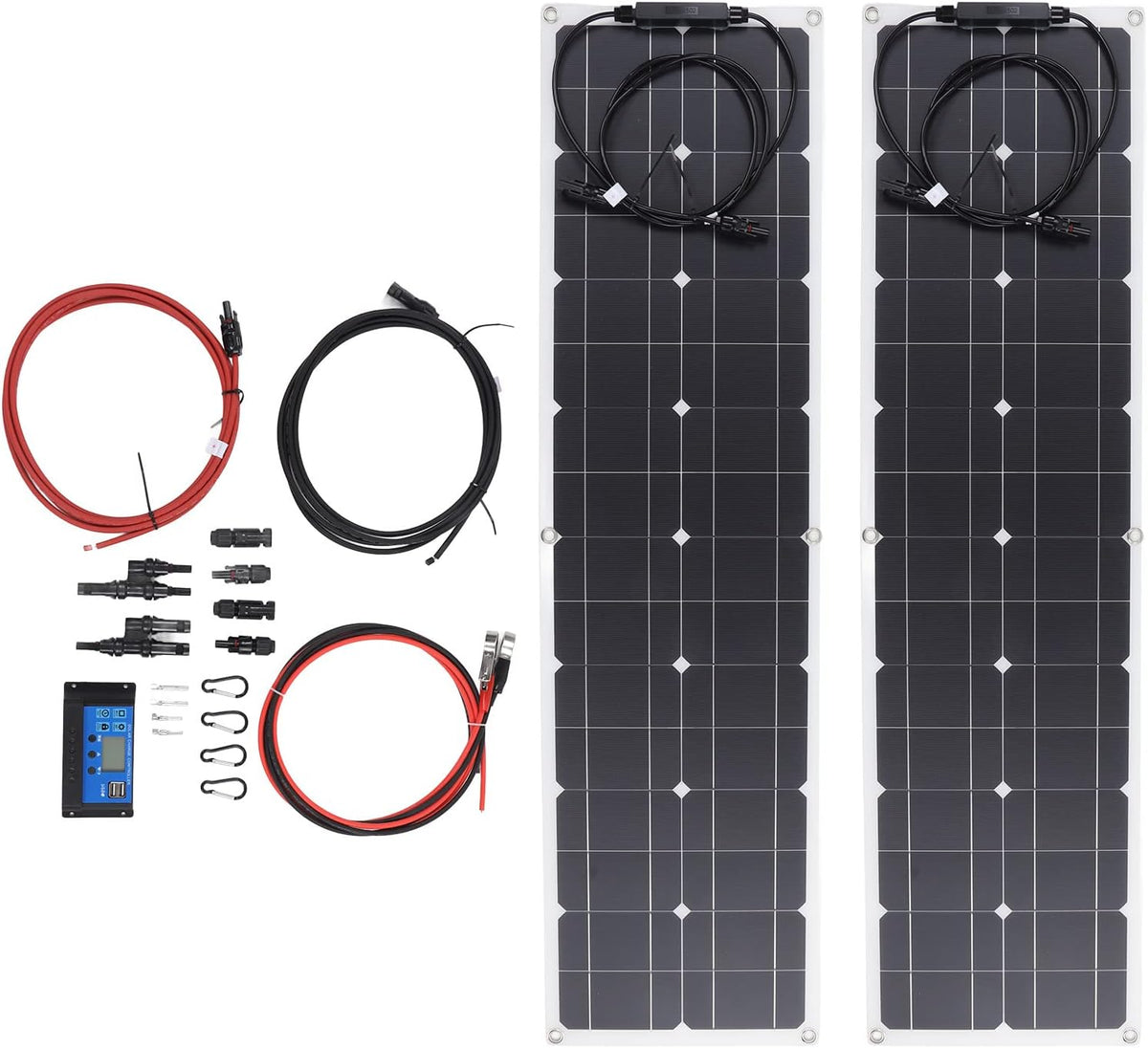 Kit de panel solar de 50 W - Sistema de energía para carga de vehículos recreativos - Protección contra sobrecarga y oxidación - Formato de 115 x 31 x 11 cm para uso móvil