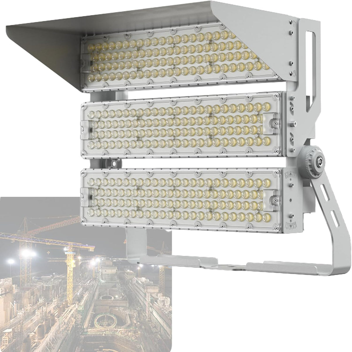Foco LED para estadio SY-600W - Potencia de 600 W con protección IP66 - Proyector exterior para grandes superficies - Para estadio cancha deportiva aparcamiento patio y entrada