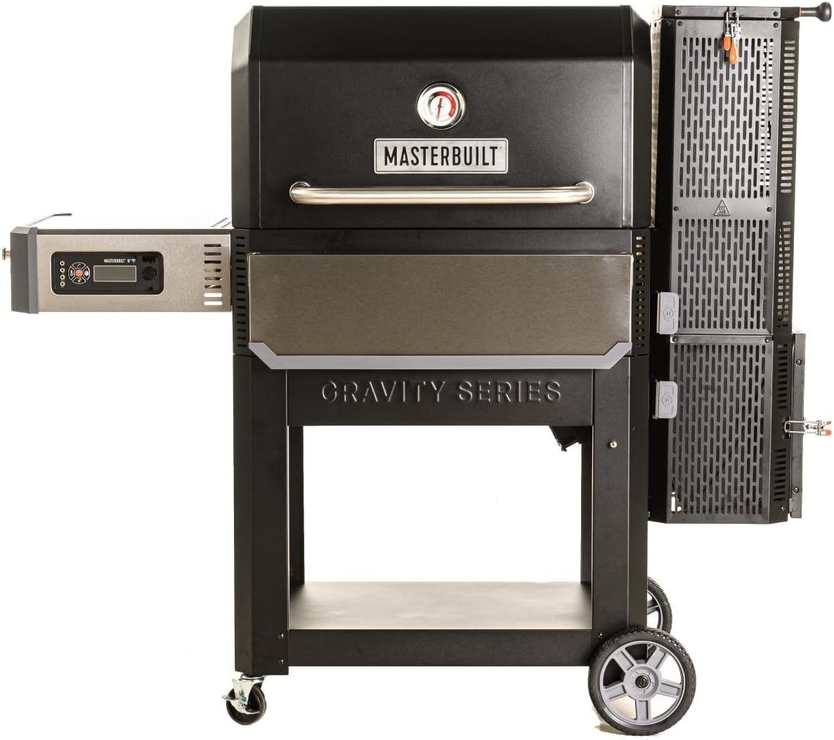 Masterbuilt Gravity Series 1050 - Barbacoa y ahumador digital de carbón - Estructura de hierro con control eléctrico AC DC - Para asar ahumar y cocinar al aire libre