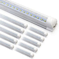 Pack de 10 tubos LED T8 de 8 pies - 90 W y 12000 lúmenes con luz de 6500 K - Diseño en V enlazable y Plug and Play - Para tienda almacén taller garaje y espacios amplios