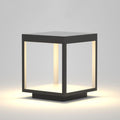 Farol LED cuadrado para pilar - Acero inoxidable negro con luz cálida de 3000 K - Protección IP54 y diseño geométrico moderno - Para patio jardín paisaje y entrada exterior
