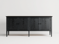 Mueble recibidor madera MDF 180x40x80 cm - negro - con 4 puertas diseño moderno para entrada