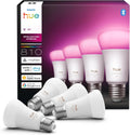 Philips Hue A60 pack de 4 bombillas inteligentes E27 - 6 W y 810 lúmenes con luz RGBW - Espectro de 1000 a 20000 K y regulación - Compatible con Alexa Google Assistant y Apple Home