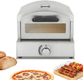 QFGain horno de pizza a gas - Para pizzas de 30 cm y temperatura de hasta 400 C - Cocción en 60 segundos con control de llama - Incluye manguera de gas y asa extendida