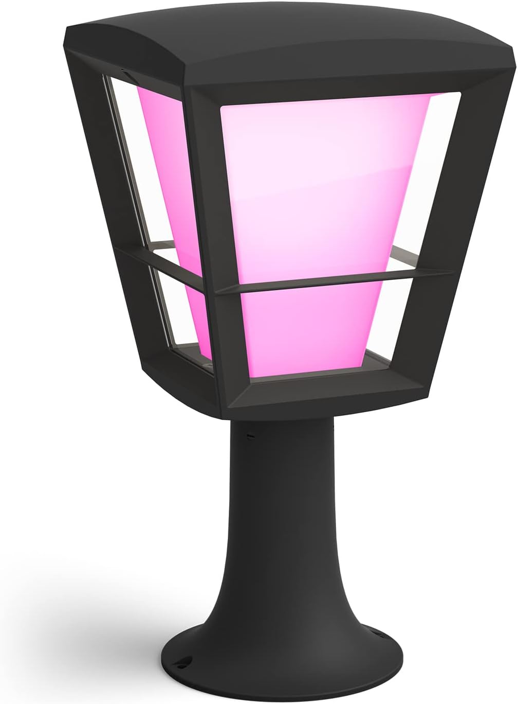 Philips Hue Econic - Pedestal LED inteligente exterior de 32,2 cm - Luz blanca y de colores en aluminio negro - Compatible con Alexa Apple HomeKit y Google Assistant