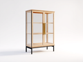 Estanterías de madera 90x40x145 cm marrón negro - diseño moderno con puertas de vidrio