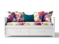 Sofás cama de madera manufacturada 200x90x85 cm - blanco y multicolor - diseño moderno con almacenamiento