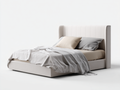 Camas dobles tapizadas 200x160x110 cm - beige - diseño moderno con cabecero alto