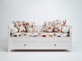 Sofás cama de madera 200x90x85 cm blanco - estilo floral con cajones
