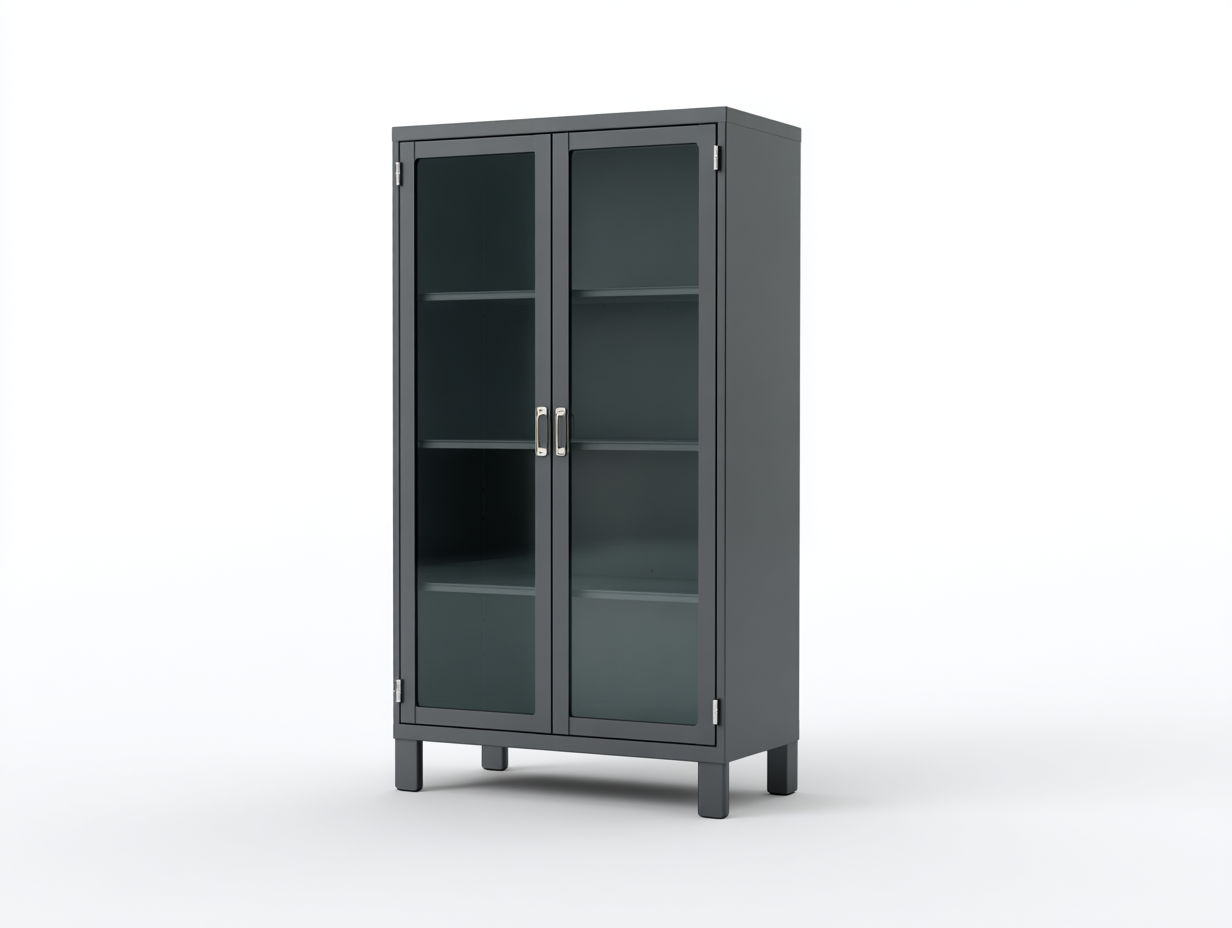 Estanterías de metal y vidrio 80x40x150 cm - Gris oscuro - Diseño moderno para salón