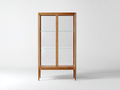 Estanterías madera y vidrio 80x35x160 cm - marrón - diseño moderno con 2 puertas de cristal para salón