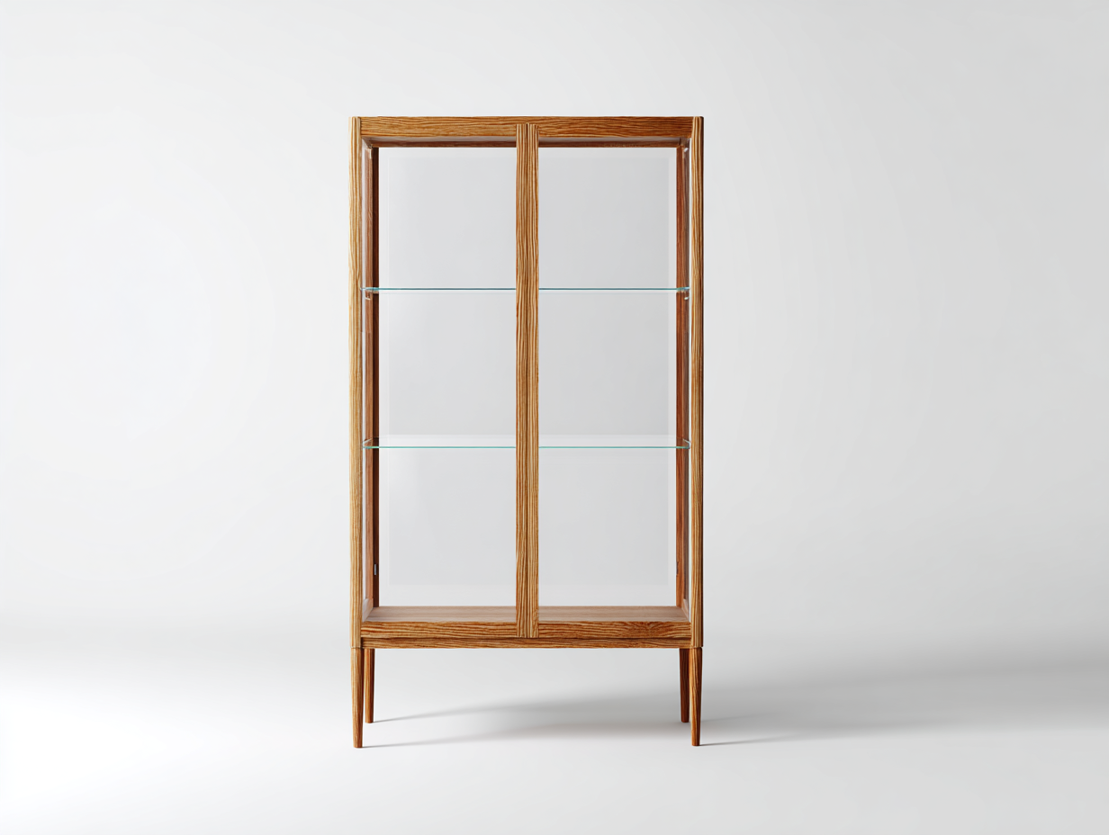 Estanterías madera y vidrio 80x35x160 cm - marrón - diseño moderno con 2 puertas de cristal para salón