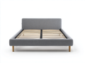 Camas dobles tela 200x160x90 cm gris - base con somier de láminas estilo contemporáneo