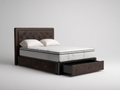 Camas dobles tapizadas 205x160x110 cm - marrón oscuro - diseño clásico con cajones