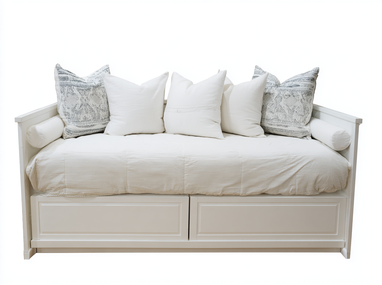 Sofás cama de madera manufacturada 200x92x86 cm - blanco y beige - diseño clásico con almacenamiento