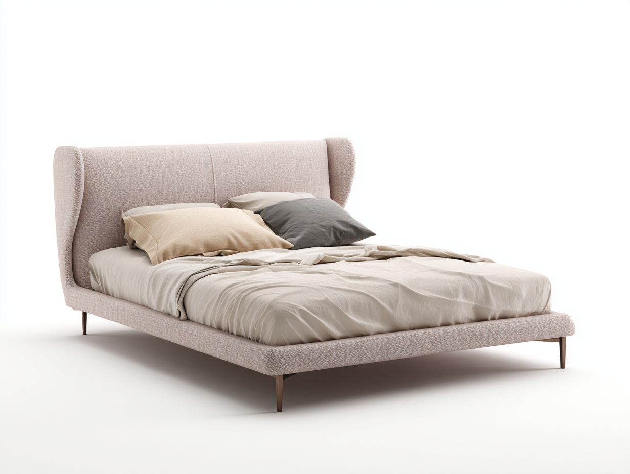 Camas dobles tapizadas 200x160x105 cm rosa claro - diseño moderno con cabecero alto