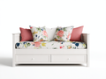Sofás cama de madera 200x90x85 cm blanco floral - estilo clásico funcional