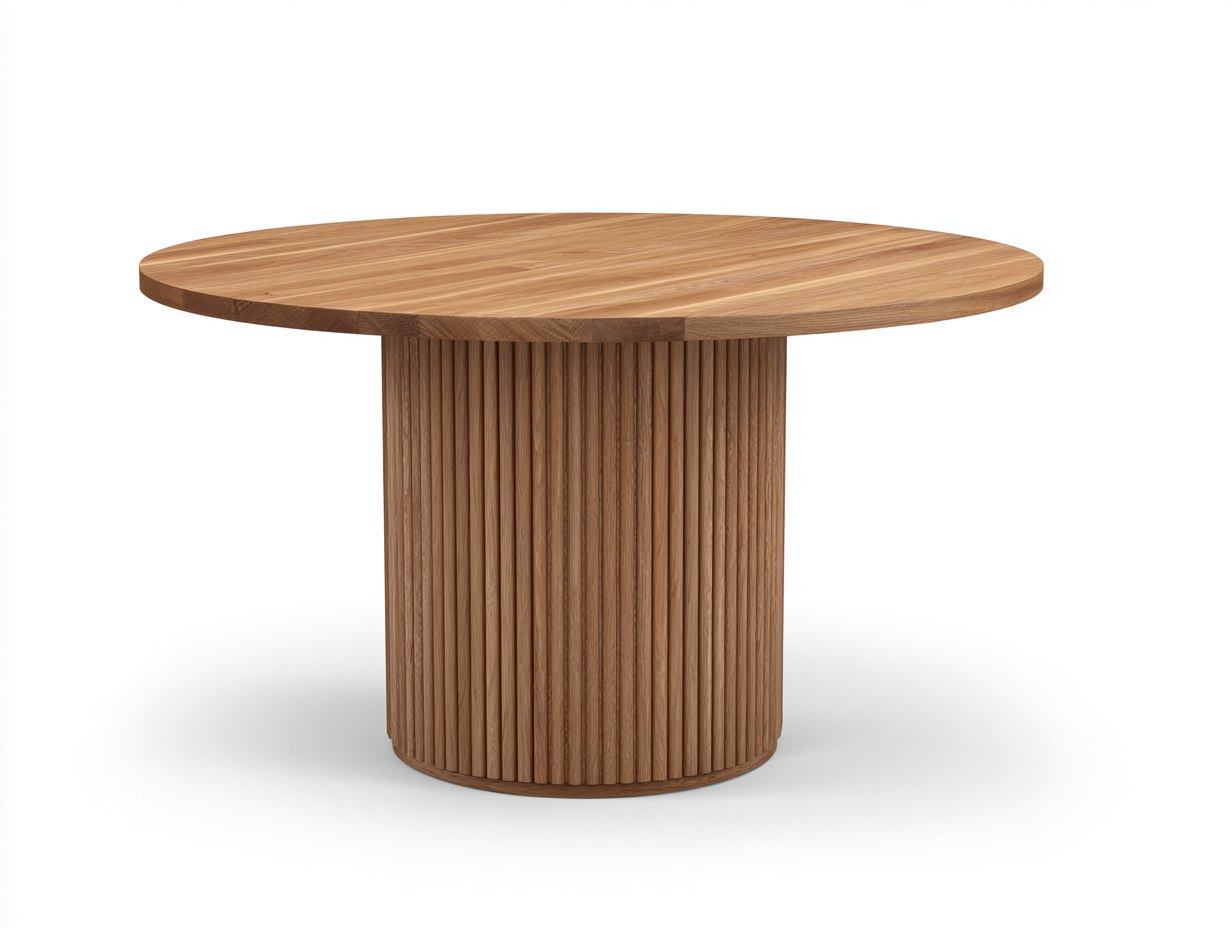 Mesas de jardín madera 120x120x75 cm - madera natural - diseño redondo con base central