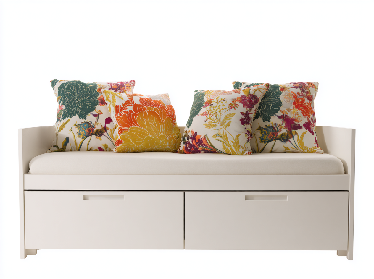 Sofás cama de madera 200x90x82 cm - blanco roto - diseño moderno con cajones