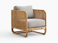 Sillones de ratán sillón individual de ratán natural 78x72x75 cm - marrón claro y gris - diseño moderno con cojín