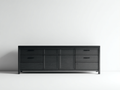 Mueble recibidor de madera manufacturada 180x40x78 cm - negro - diseño moderno con 2 puertas y 8 cajones