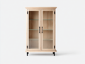 Estanterías de madera manufacturada 90x38x155 cm - madera natural y negro - diseño clásico con 2 puertas de vidrio