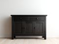 Mueble recibidor de madera manufacturada 120x38x85 cm - negro - estilo rústico con 3 puertas y 2 cajones