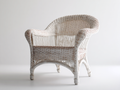 Sillón de ratán 80x75x85 cm - blanco - diseño curvo con reposabrazos