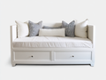 Sofás cama de madera manufacturada 200x92x86 cm - blanco y beige - diseño clásico con 2 cajones