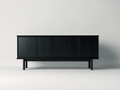 Mueble recibidor de madera manufacturada 180x40x78 cm - negro - diseño moderno con 4 puertas