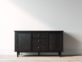 Mueble recibidor madera MDF 150x40x80 cm - negro - con 2 puertas y 3 cajones diseño moderno para entrada