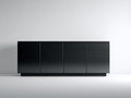 Mueble recibidor de madera manufacturada 180x40x75 cm - negro - diseño moderno con 4 puertas