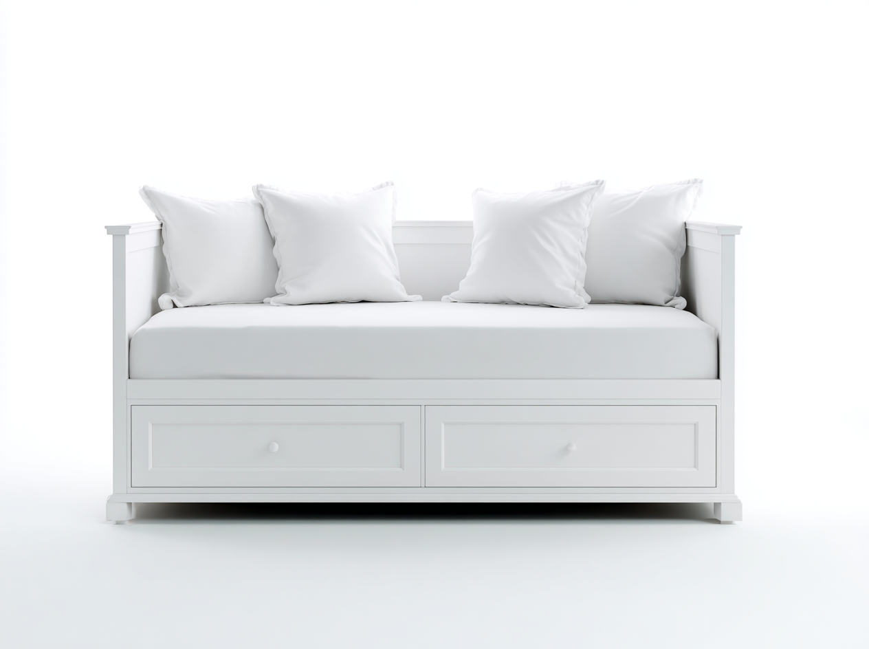 Sofás cama madera MDF 200x90x85 cm - blanco - con 2 cajones diseño moderno para salón dormitorio